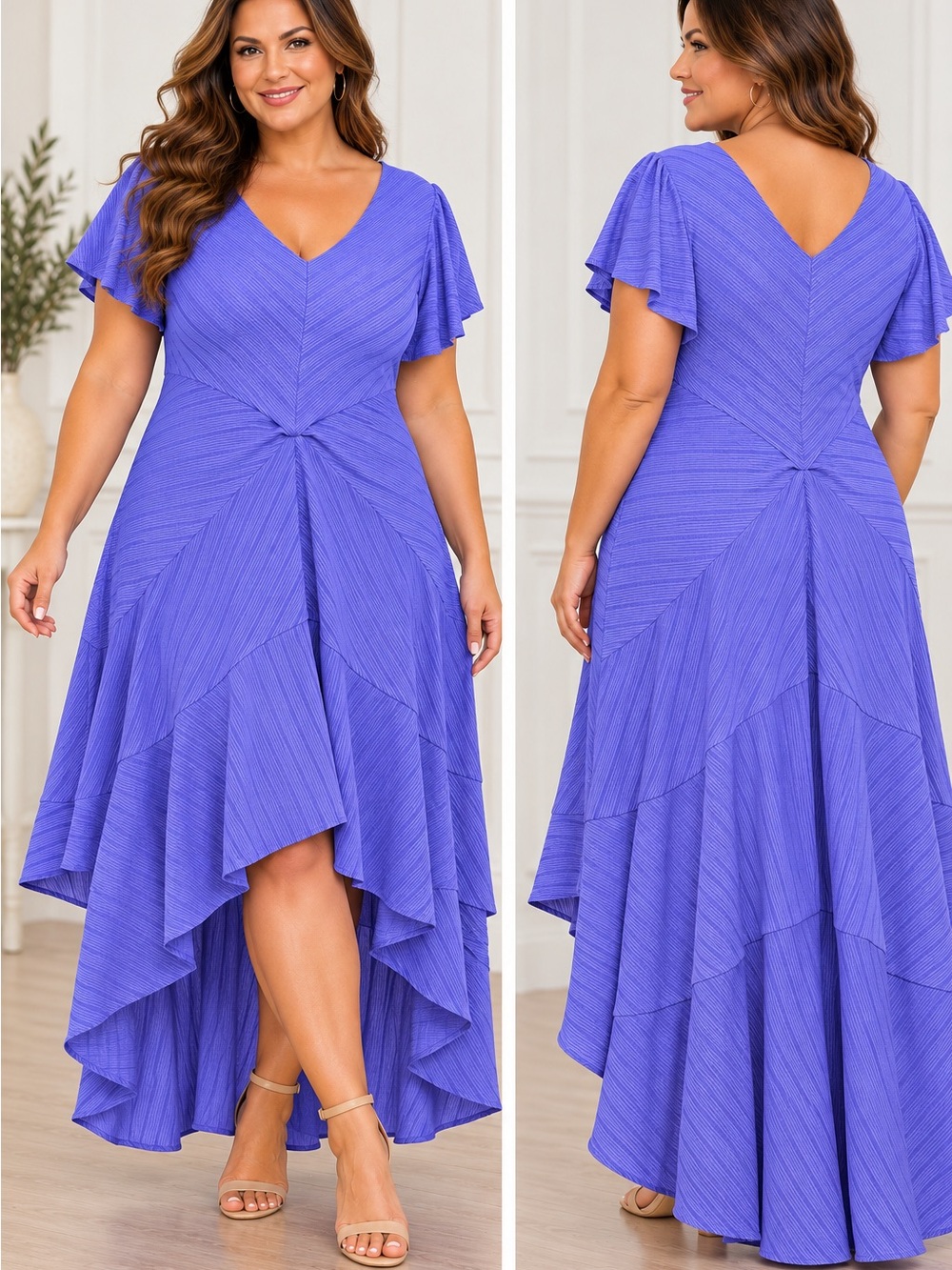 🆕🎉NWT Lane Bryant Periwinkle V-Neck High-Low Dress
